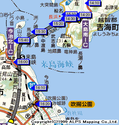 [Map around the Kurushima Bridge]